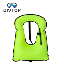 diving equipment 210 Denier nylon TPU coating neon yellow snorkel adult Inflatable life jacket snorkel vest.